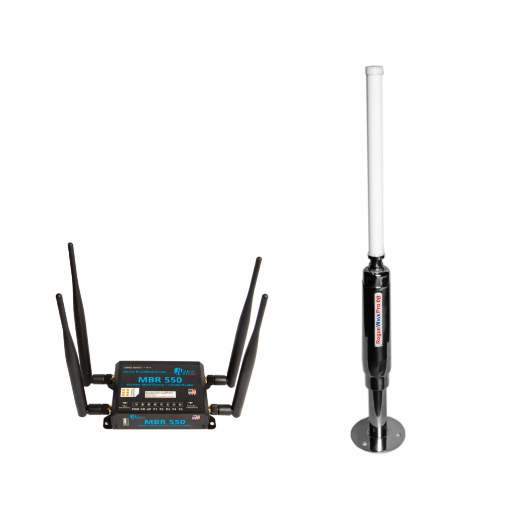 Wave WiFi’s Dual Band (2.4/5Ghz) Rogue PRO and MBR-550 cellular enabled router combo make the perfect gift for any boater